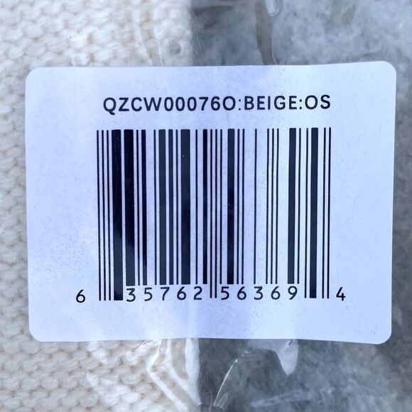 NWT New Adrienne Landau Pearl Trim Pom-Pom Knit Wool Blend Beanie Hat Ivory OS - Picture 9 of 9